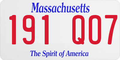 MA license plate 191QO7