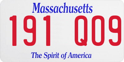 MA license plate 191QO9