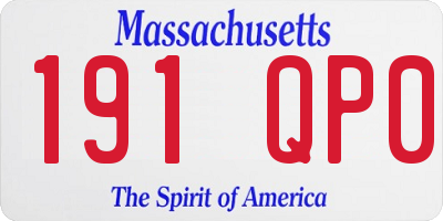 MA license plate 191QP0