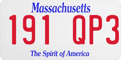 MA license plate 191QP3