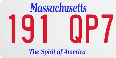 MA license plate 191QP7