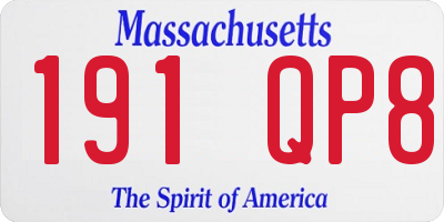 MA license plate 191QP8