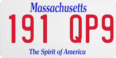 MA license plate 191QP9
