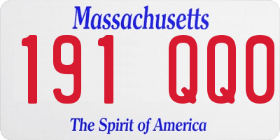 MA license plate 191QQ0
