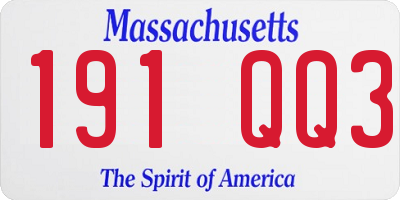 MA license plate 191QQ3