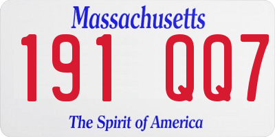 MA license plate 191QQ7