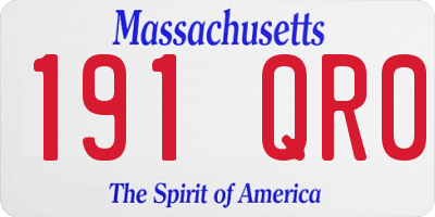 MA license plate 191QR0