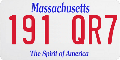 MA license plate 191QR7
