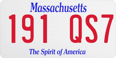 MA license plate 191QS7