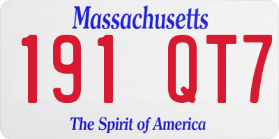 MA license plate 191QT7