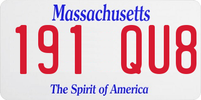 MA license plate 191QU8