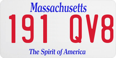MA license plate 191QV8