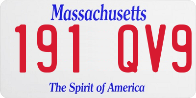 MA license plate 191QV9