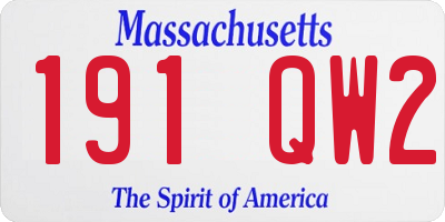 MA license plate 191QW2