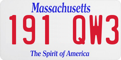 MA license plate 191QW3