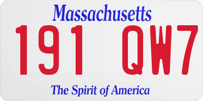 MA license plate 191QW7