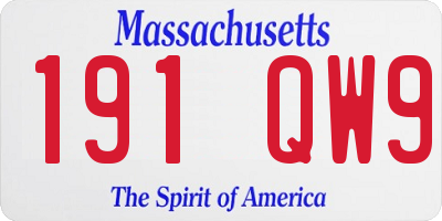 MA license plate 191QW9