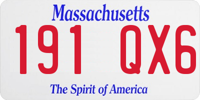 MA license plate 191QX6