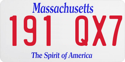 MA license plate 191QX7