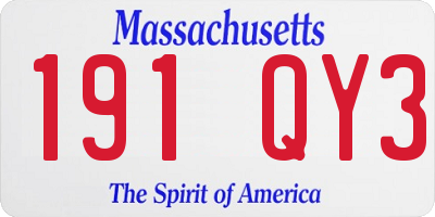 MA license plate 191QY3