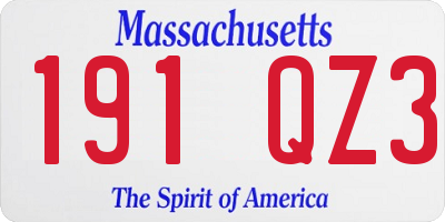 MA license plate 191QZ3