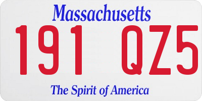 MA license plate 191QZ5