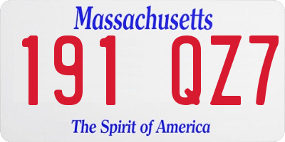 MA license plate 191QZ7