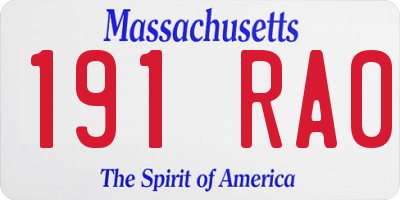 MA license plate 191RA0