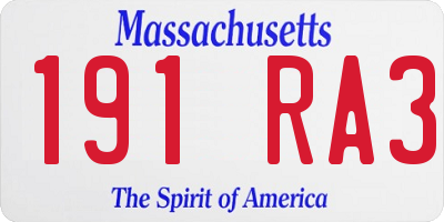 MA license plate 191RA3
