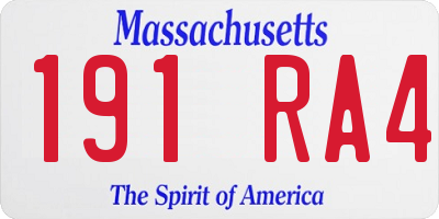 MA license plate 191RA4