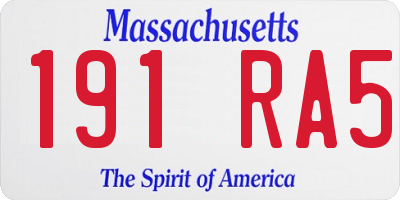 MA license plate 191RA5