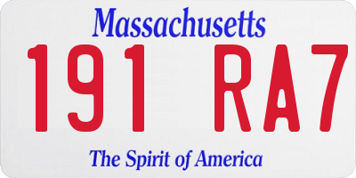 MA license plate 191RA7