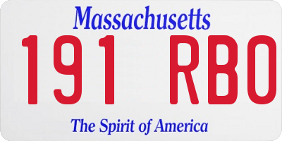 MA license plate 191RB0