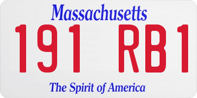 MA license plate 191RB1