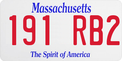 MA license plate 191RB2