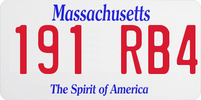 MA license plate 191RB4