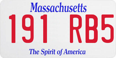 MA license plate 191RB5