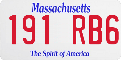 MA license plate 191RB6