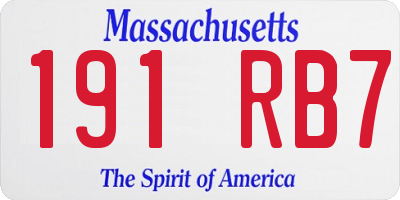 MA license plate 191RB7