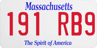 MA license plate 191RB9