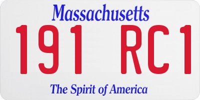 MA license plate 191RC1