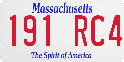 MA license plate 191RC4