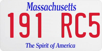 MA license plate 191RC5