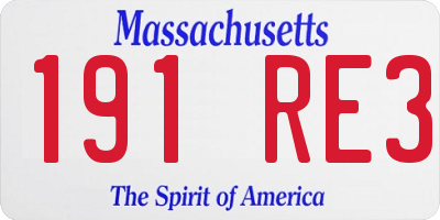 MA license plate 191RE3