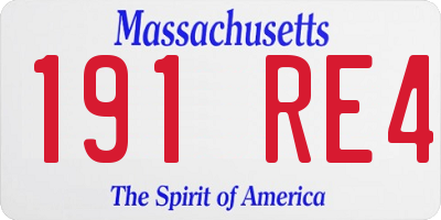 MA license plate 191RE4