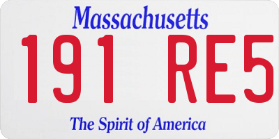 MA license plate 191RE5
