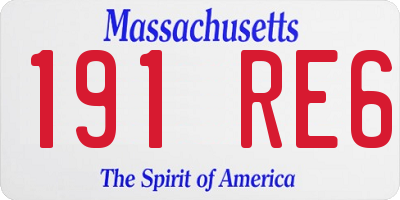 MA license plate 191RE6
