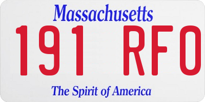 MA license plate 191RF0