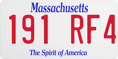 MA license plate 191RF4
