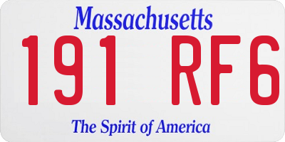 MA license plate 191RF6
